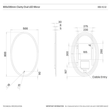 Clarity Oval LED Bathroom Mirror