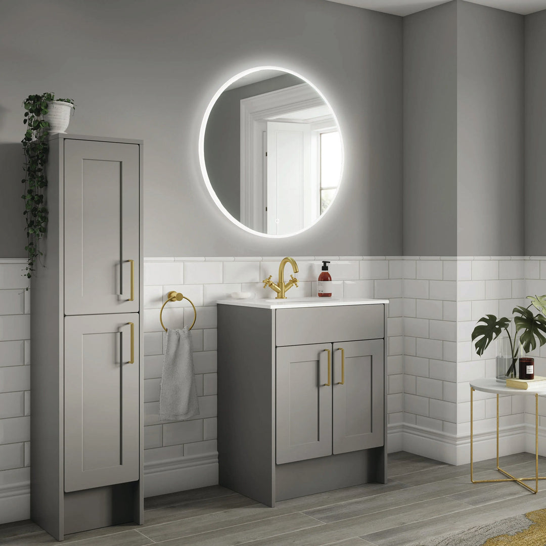 Clarity Round LED Bathroom Mirror - Pebble Grey