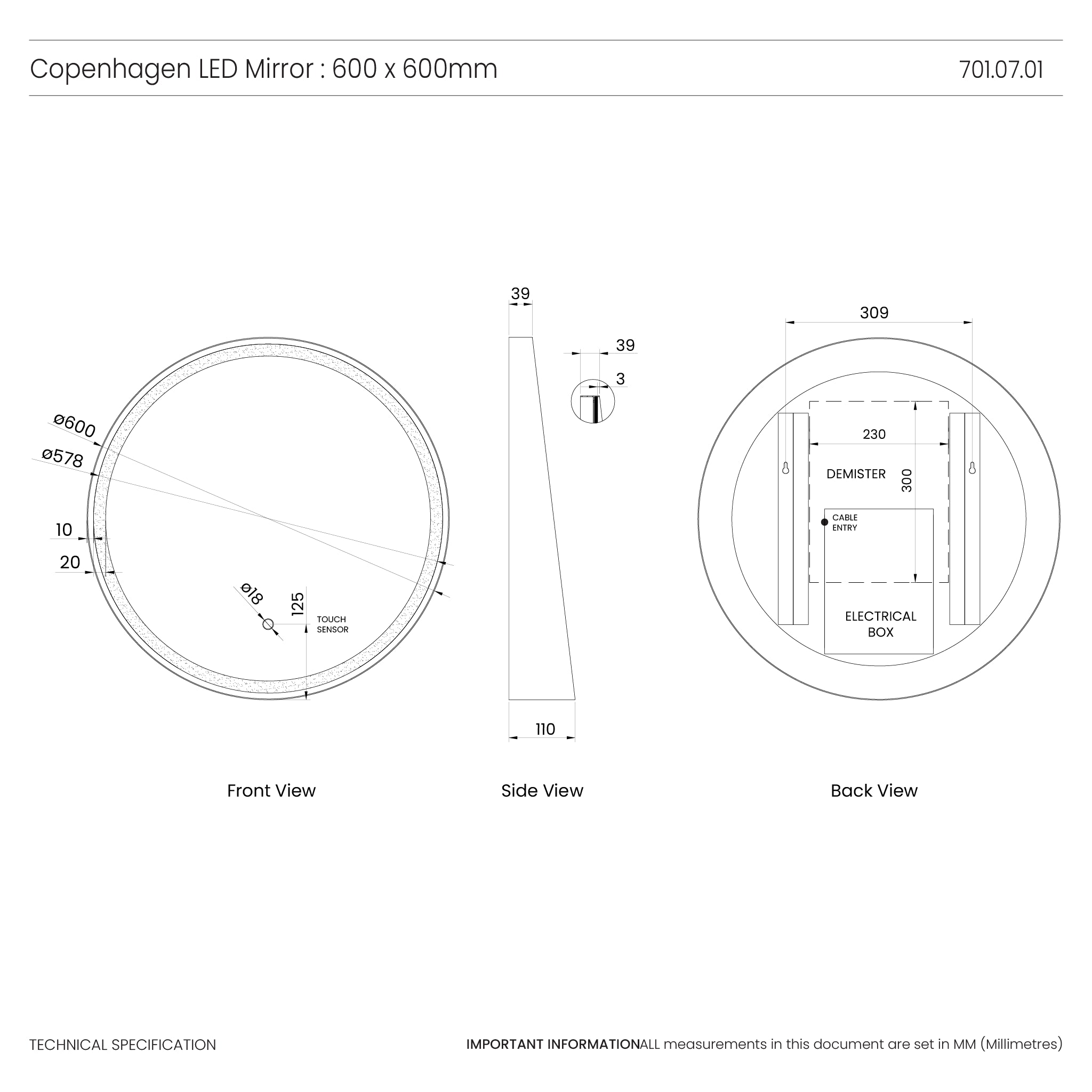 Copenhagen Round LED Bathroom Mirror