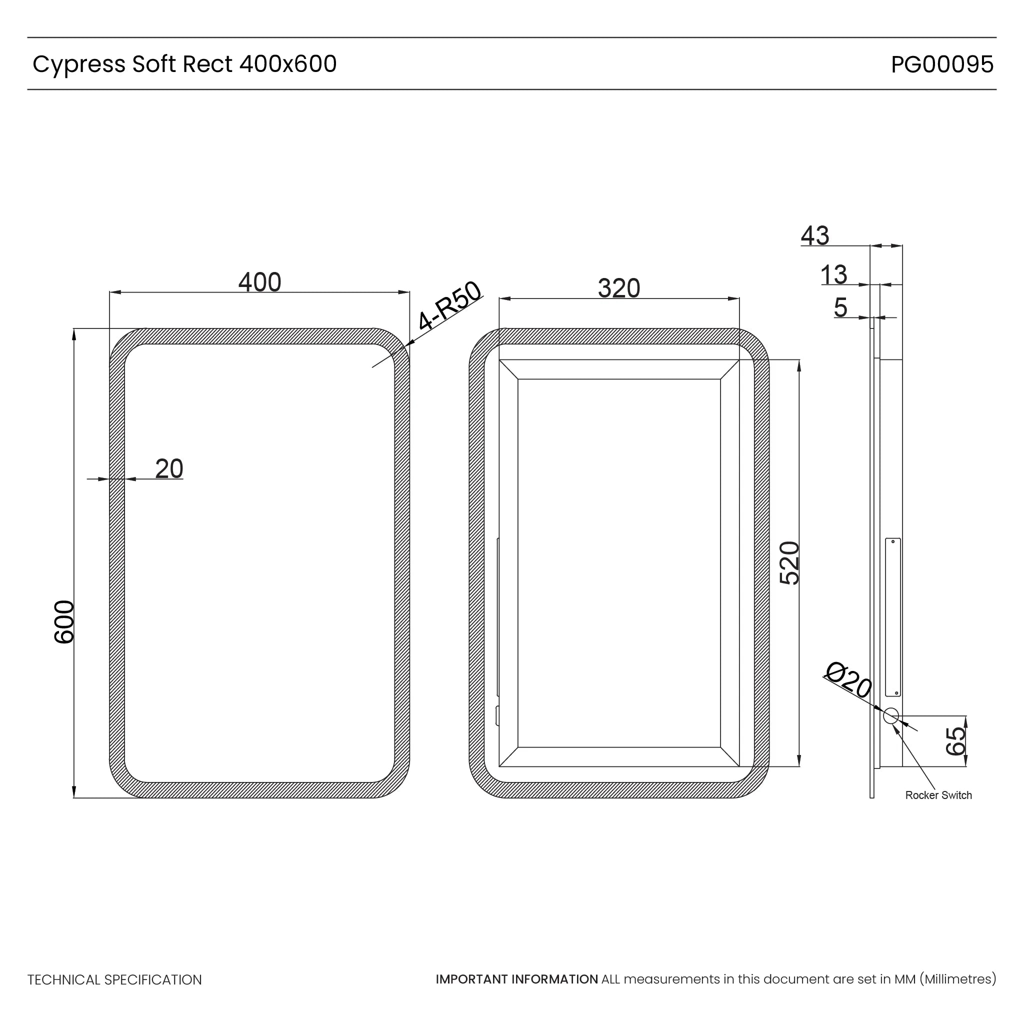 Cypress Battery LED Bathroom Mirror #size_400mm-x-600mm