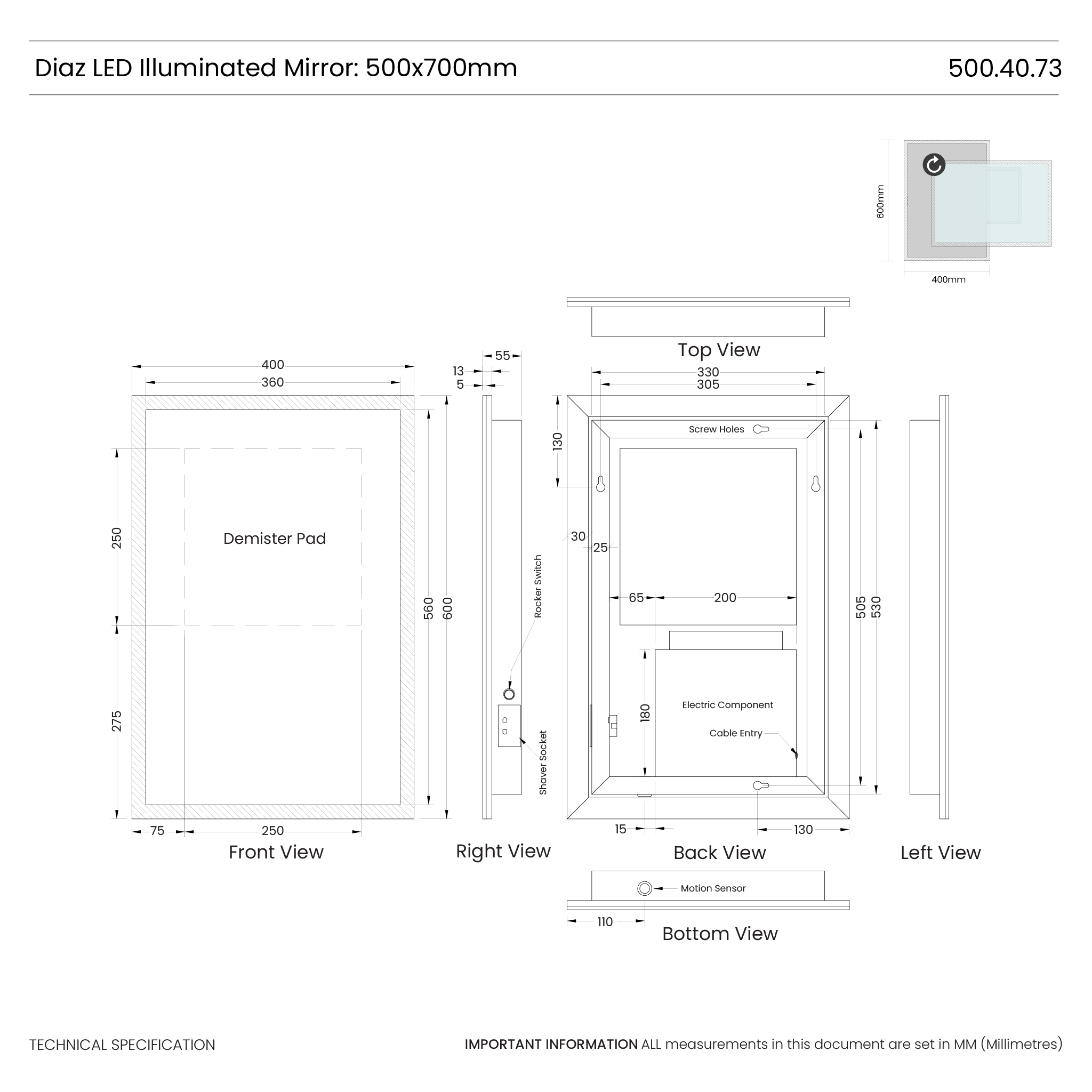 Diaz LED Bathroom Mirror