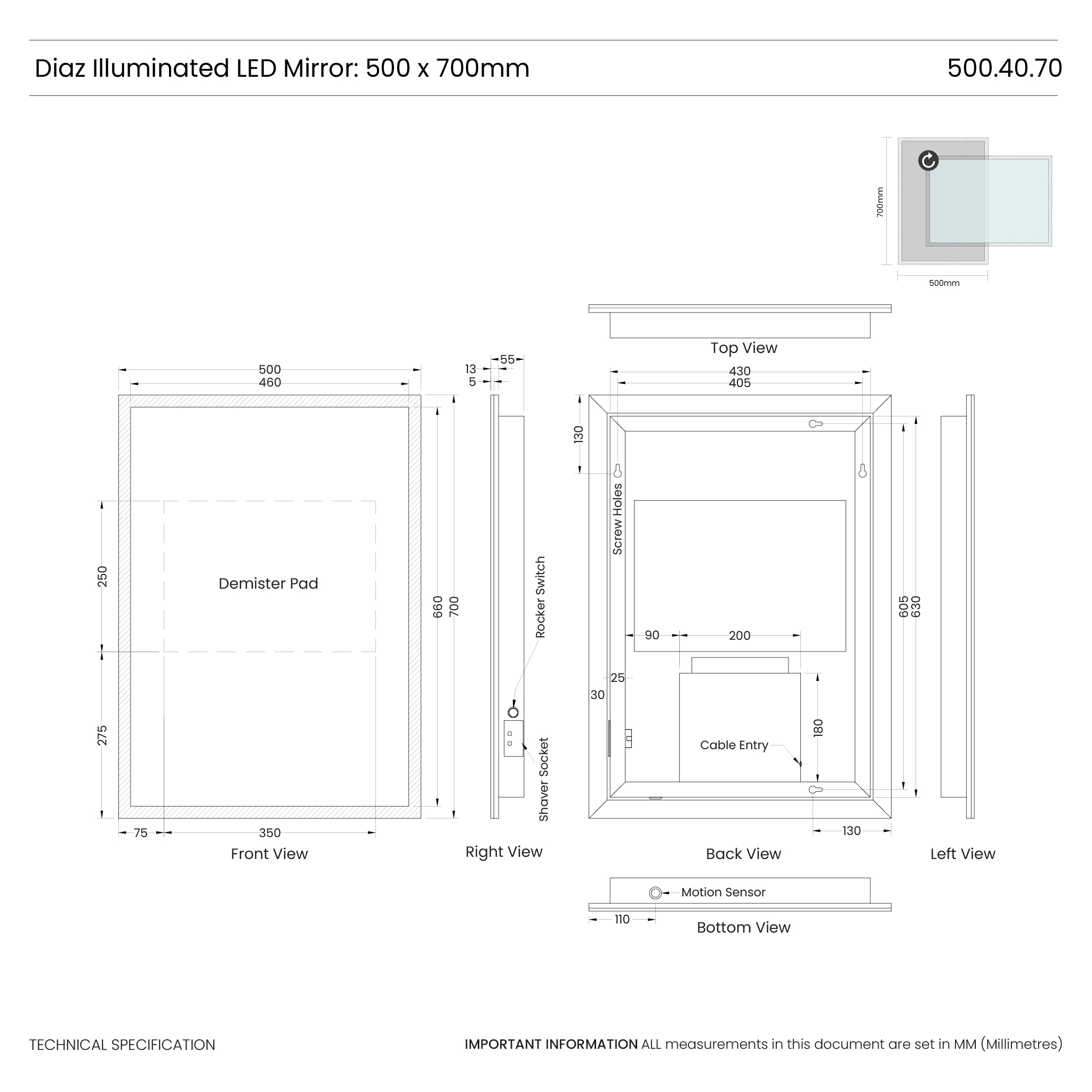 Diaz LED Bathroom Mirror