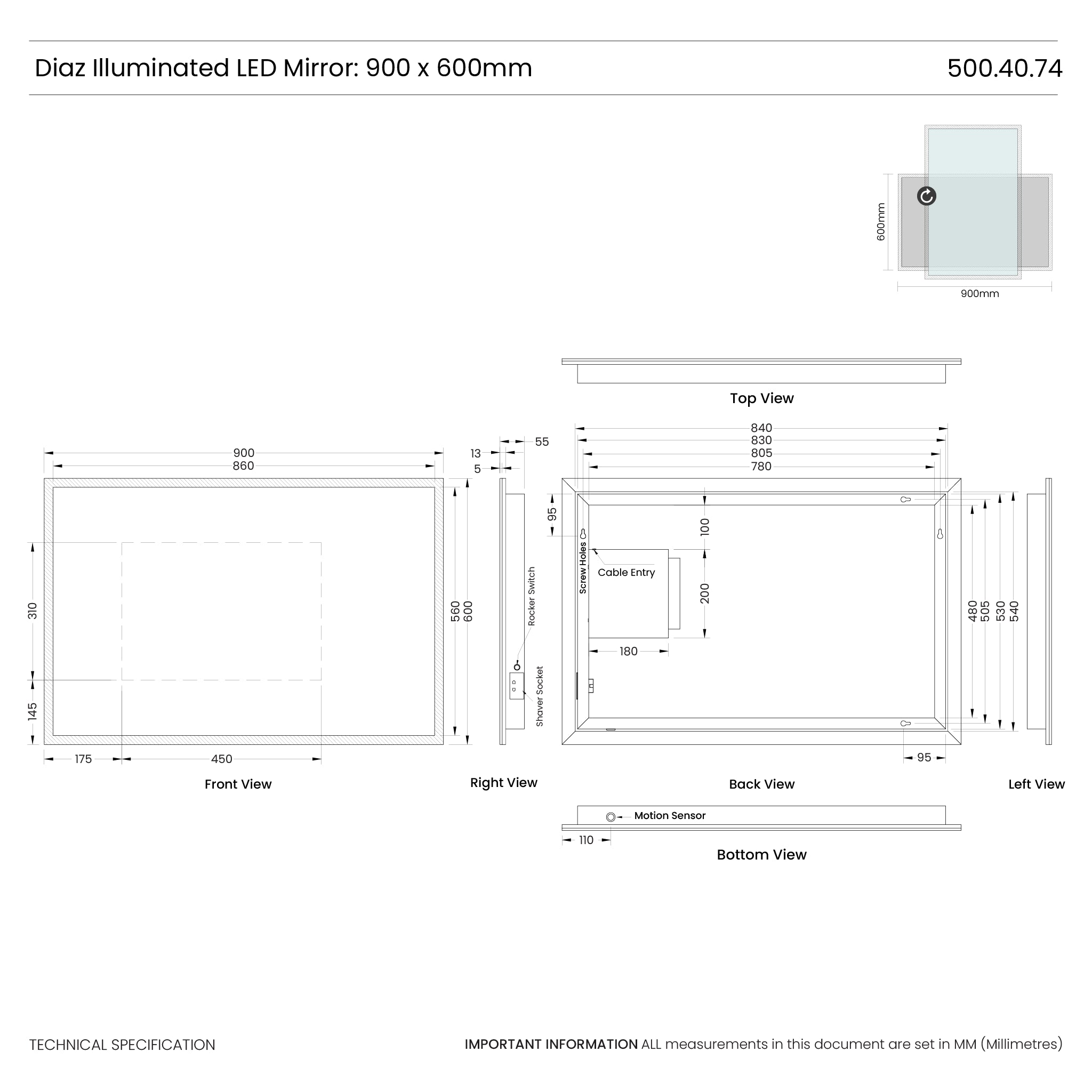 Diaz LED Bathroom Mirror