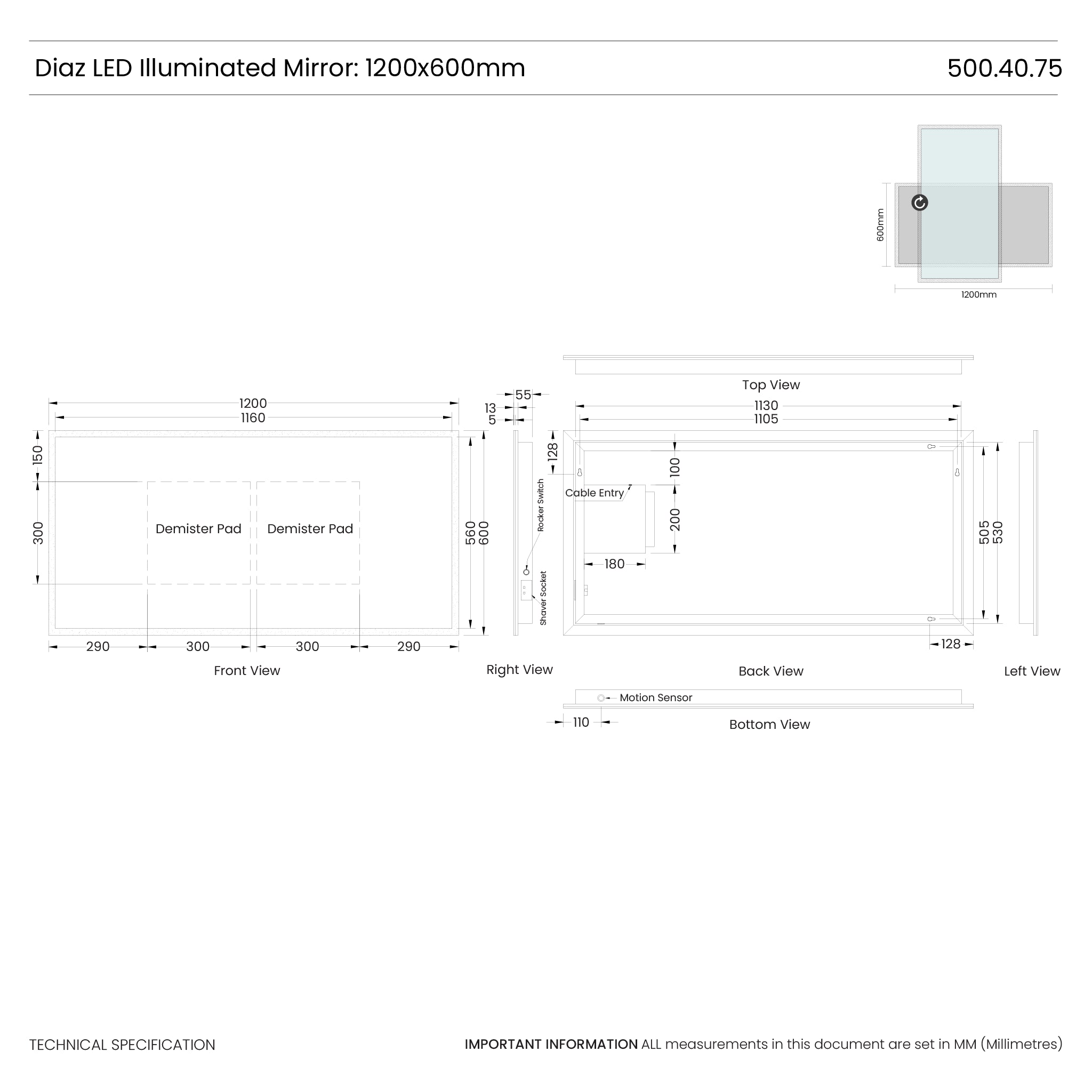 Diaz LED Bathroom Mirror