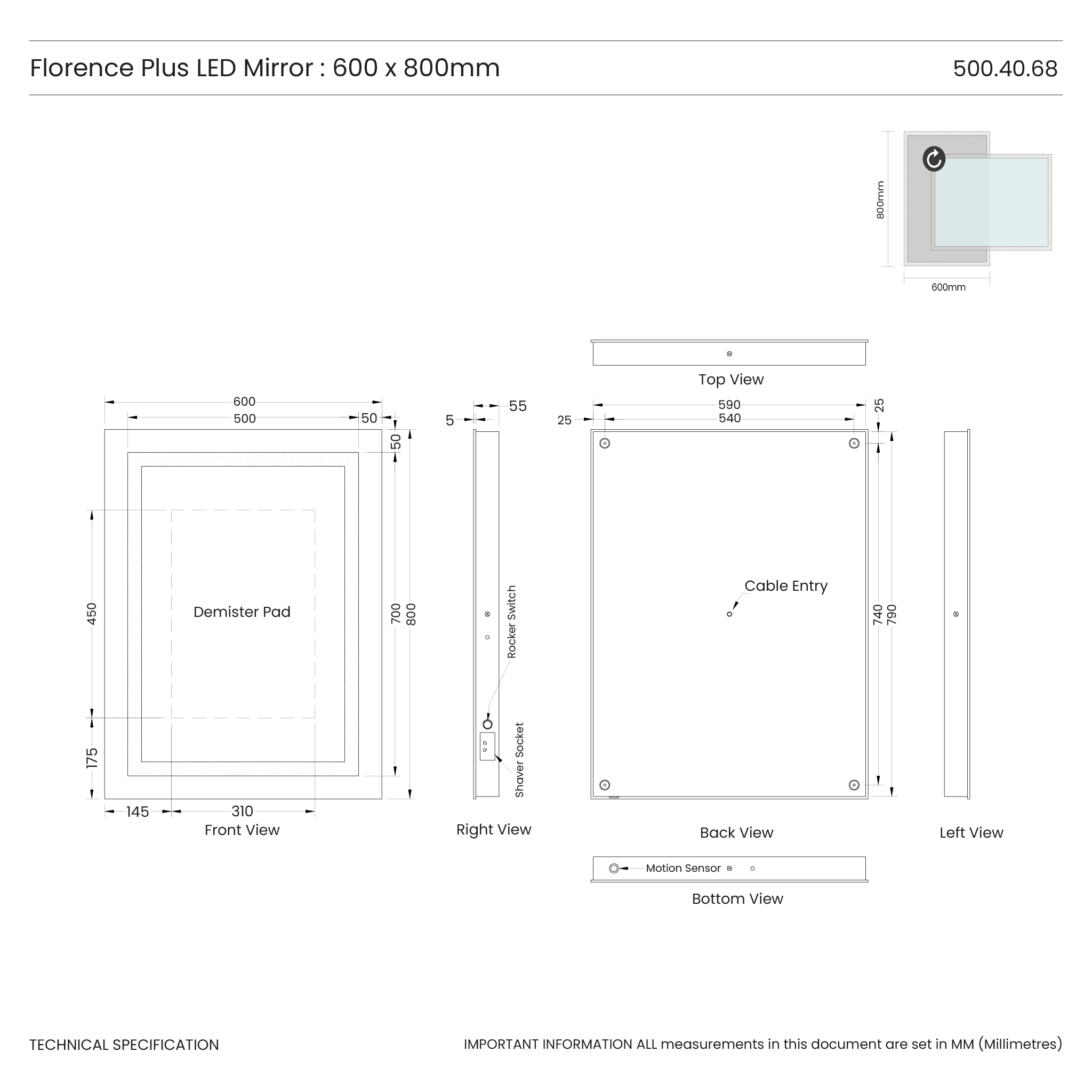 Florence Plus LED Bathroom Mirror