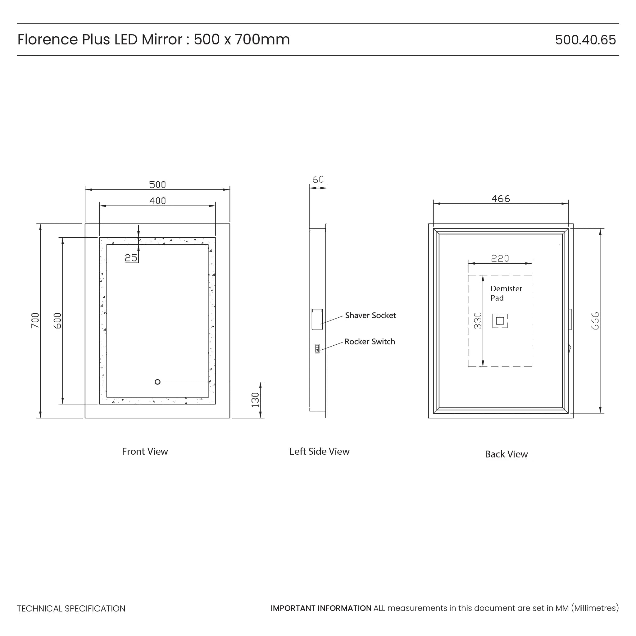 Florence Plus LED Bathroom Mirror