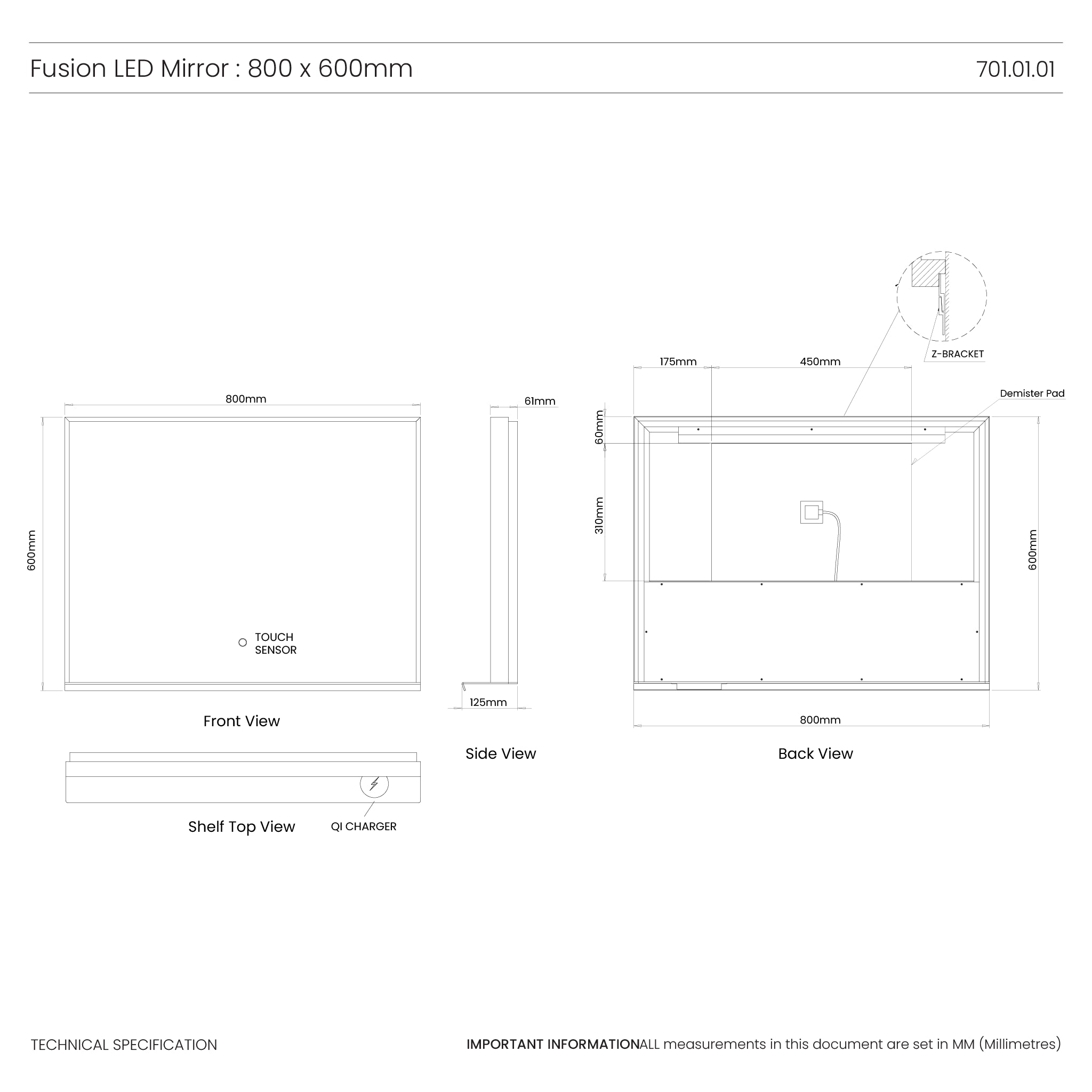 Fusion Wireless Charging Mirror #size_800mm-x-600mm