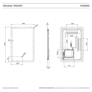 Glendale Curve LED Bathroom Mirror #size_400mm-x-600mm