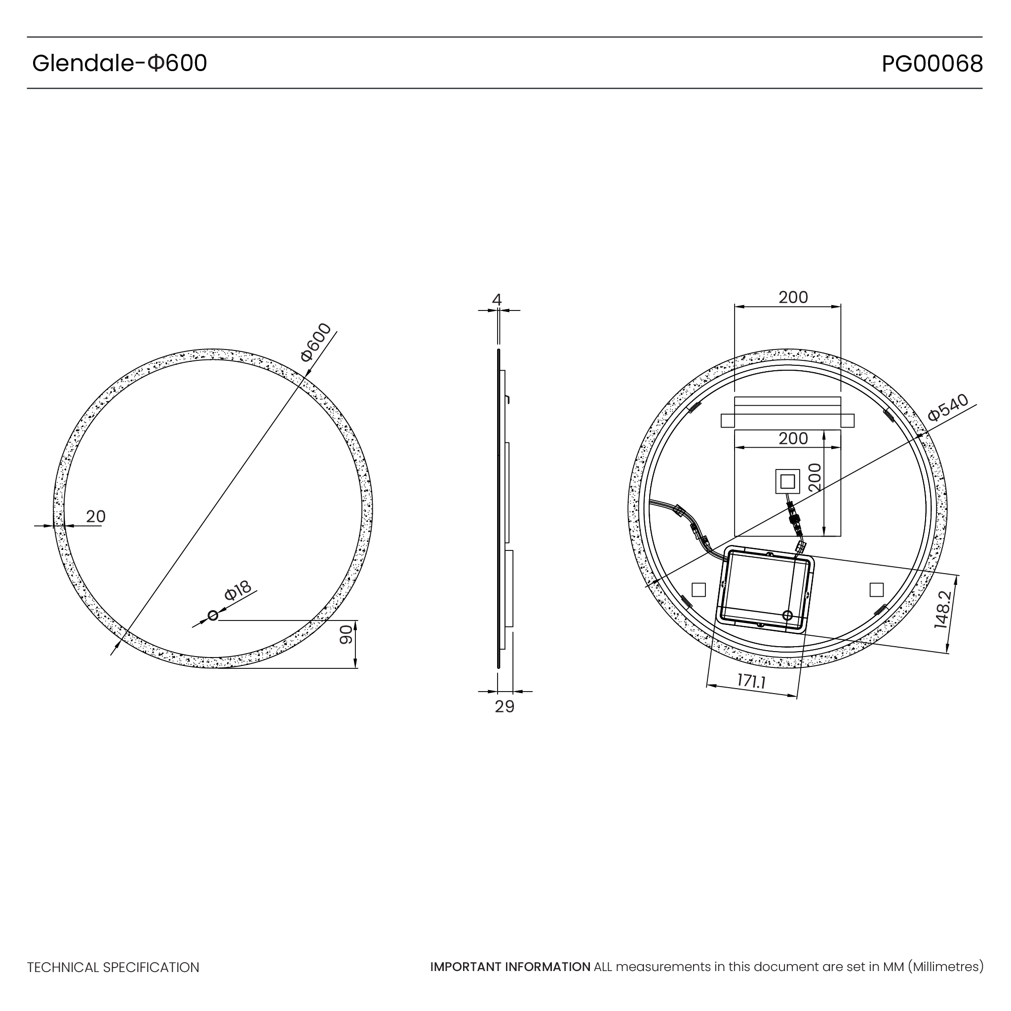 Glendale Round LED Bathroom Mirror
