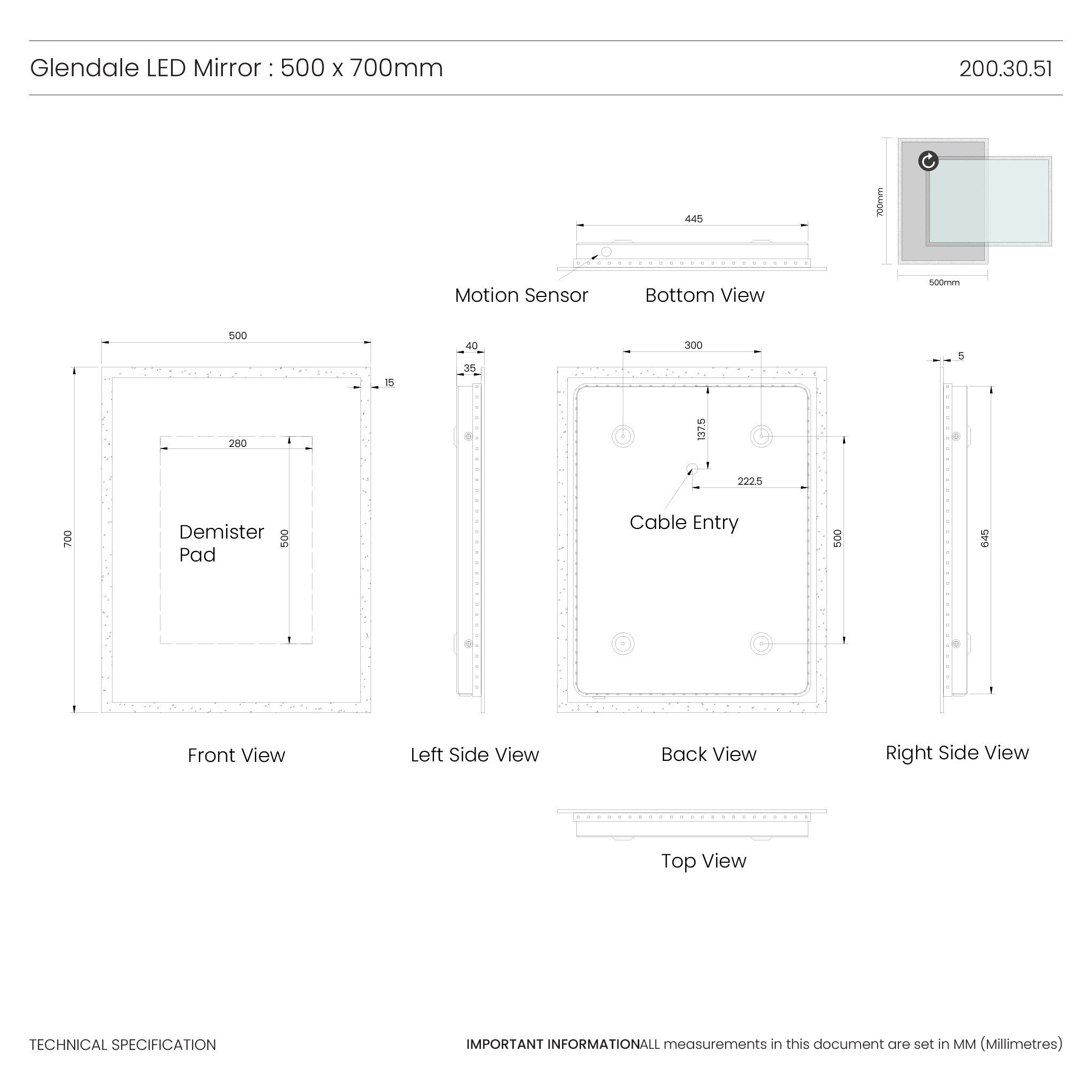 Glendale LED Bathroom Mirror #size_500mm-x-700mm