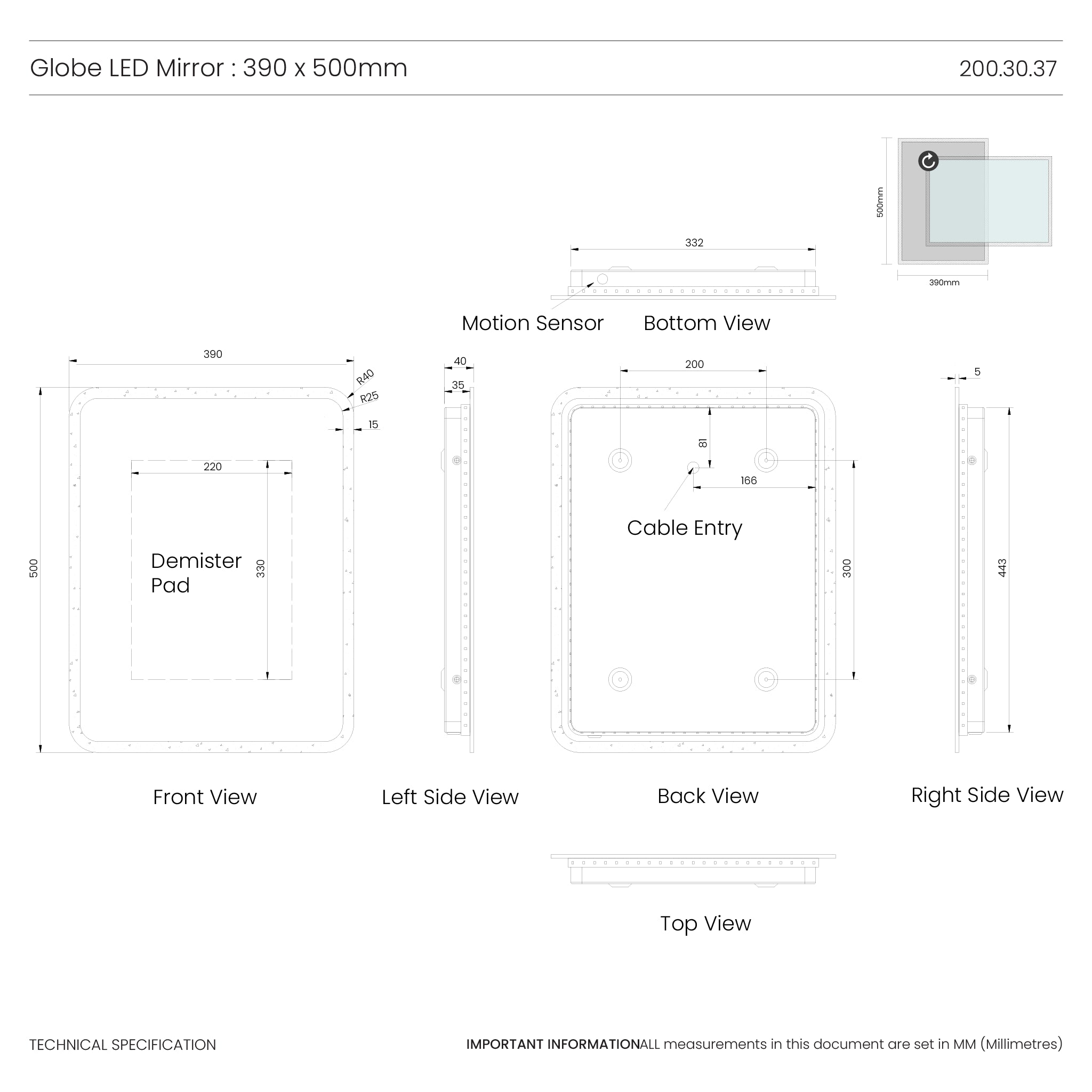 Globe LED Bathroom Mirror #size_390mm-x-500mm