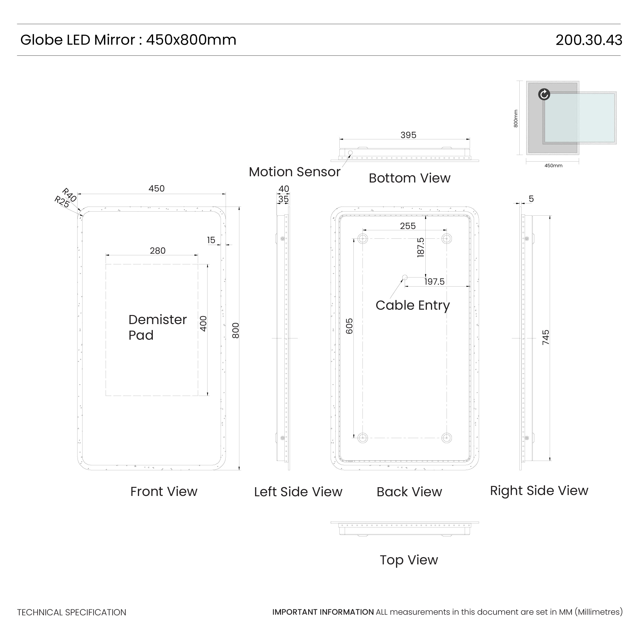 Globe LED Bathroom Mirror #size_450mm-x-800mm