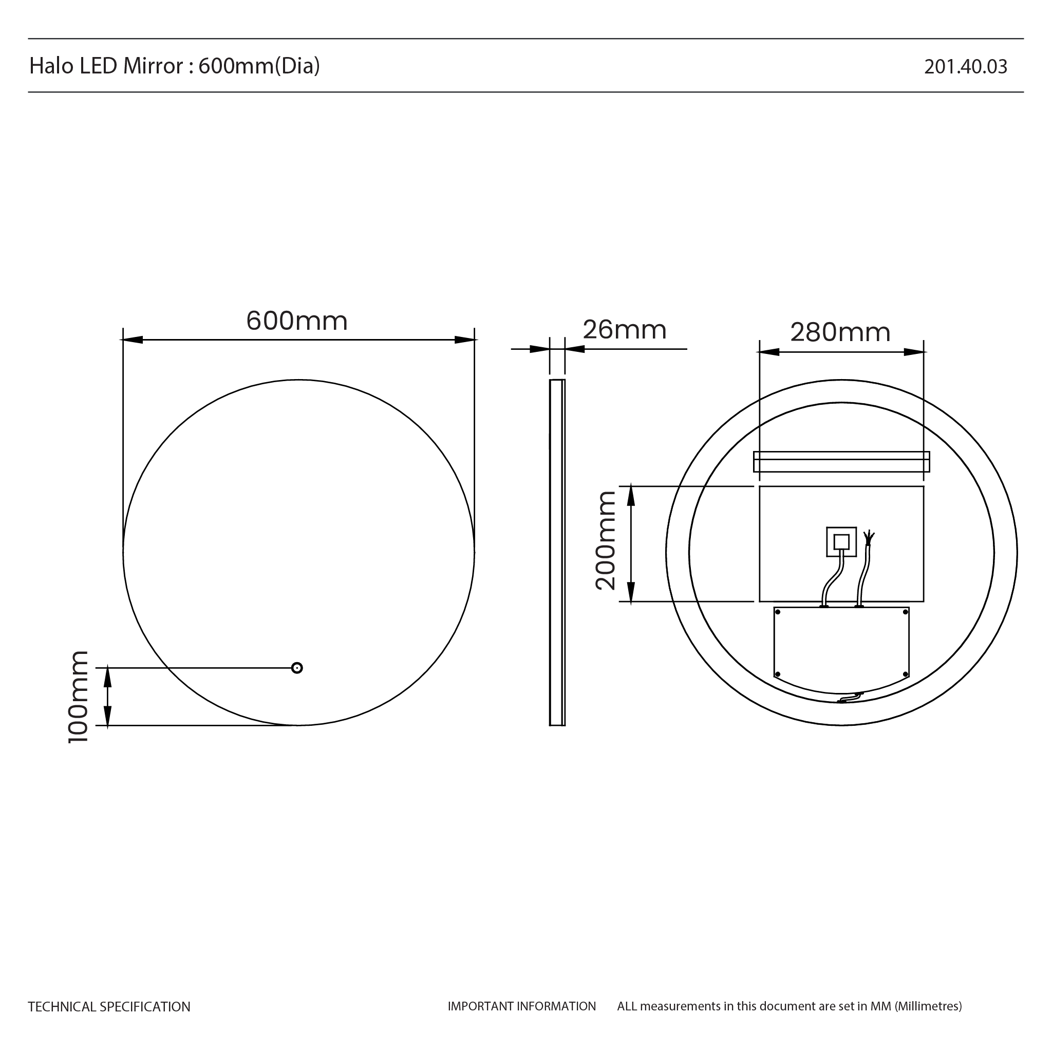 Halo Round LED Bathroom Mirror #size_600mm