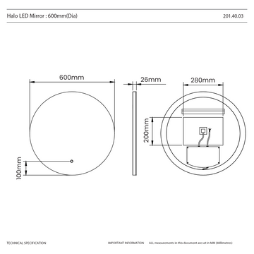 Halo Round LED Bathroom Mirror #size_600mm