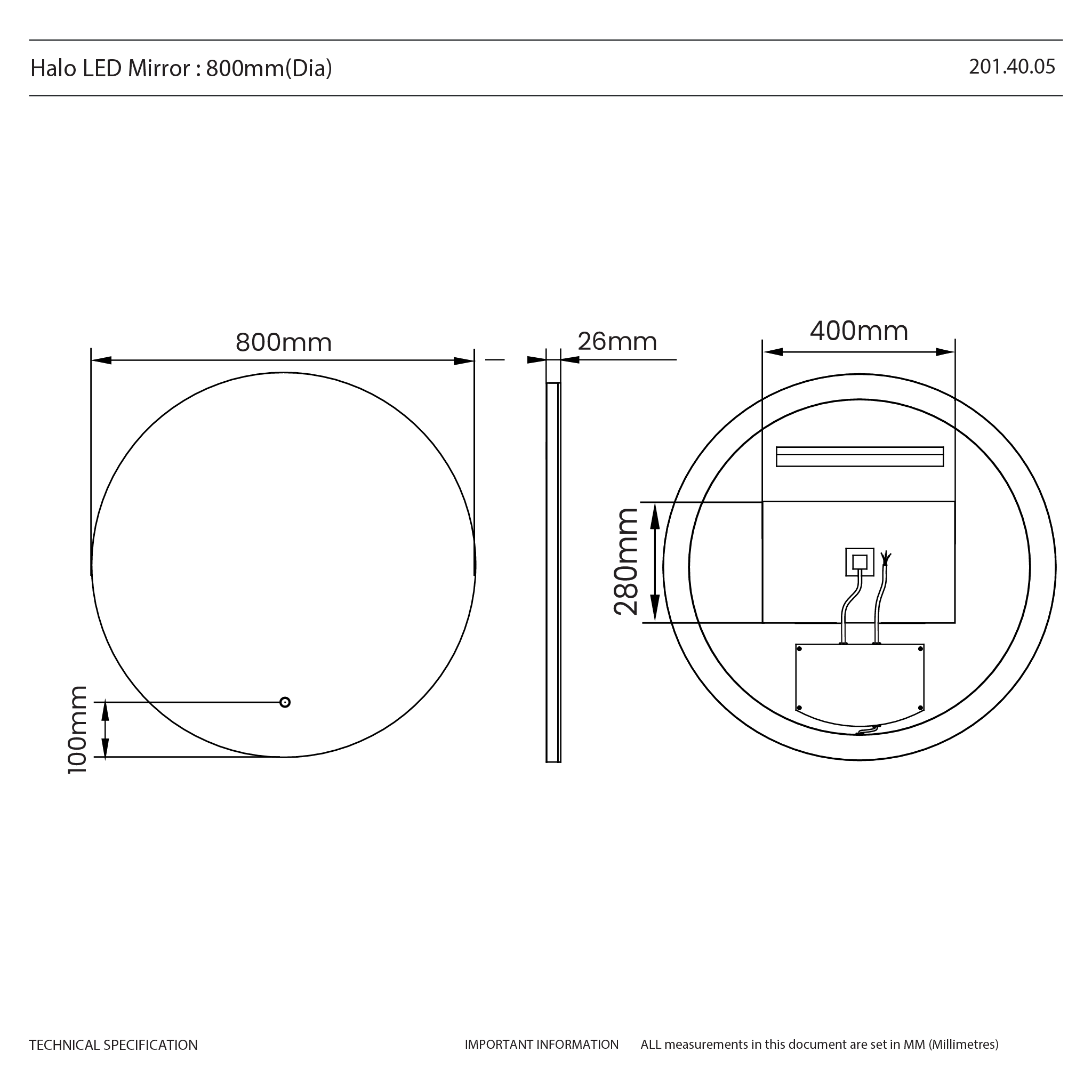 Halo Round LED Bathroom Mirror #size_800mm