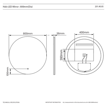 Halo Round LED Bathroom Mirror #size_800mm