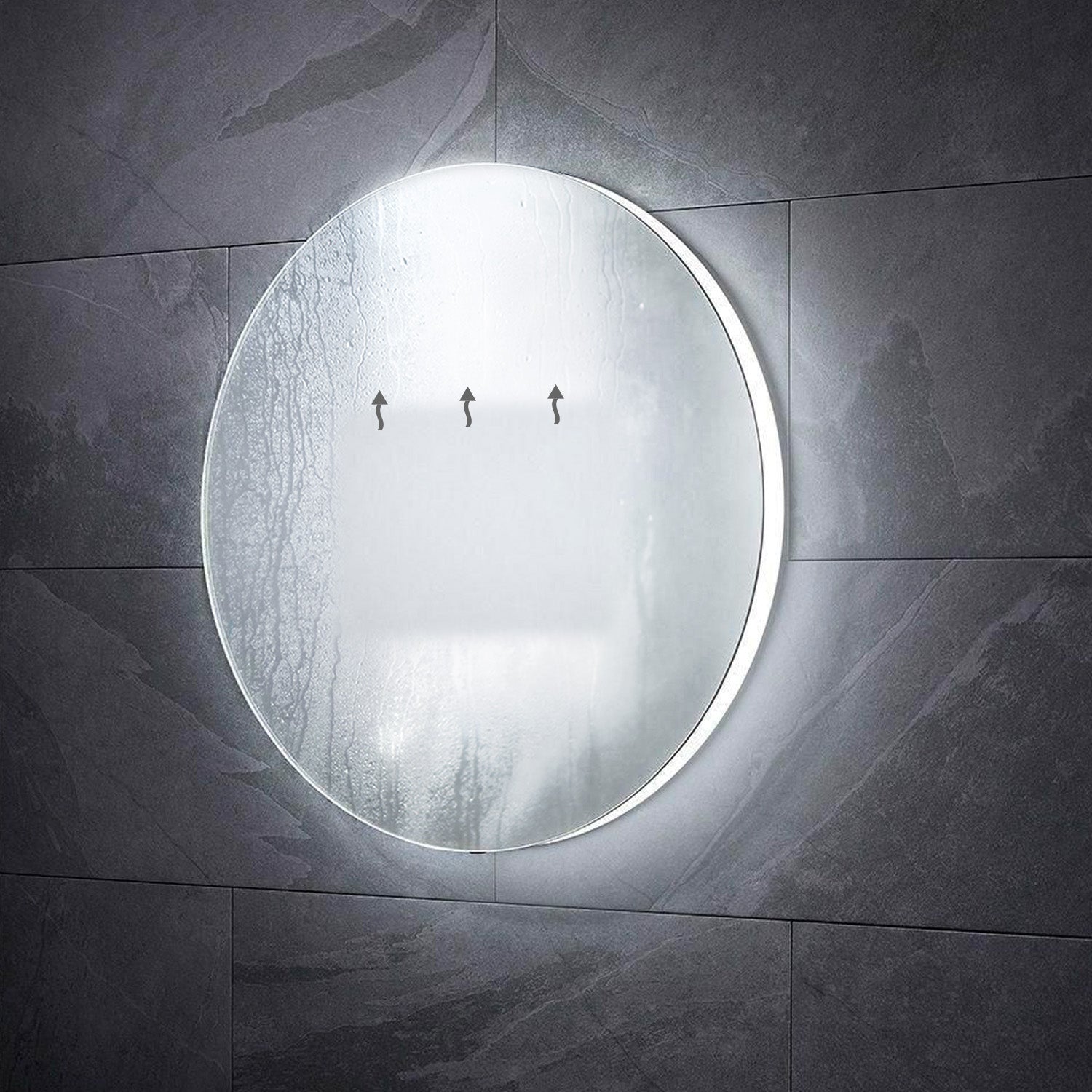 Halo Round Illuminated Mirror Halo LED Bathroom Mirror Pebble