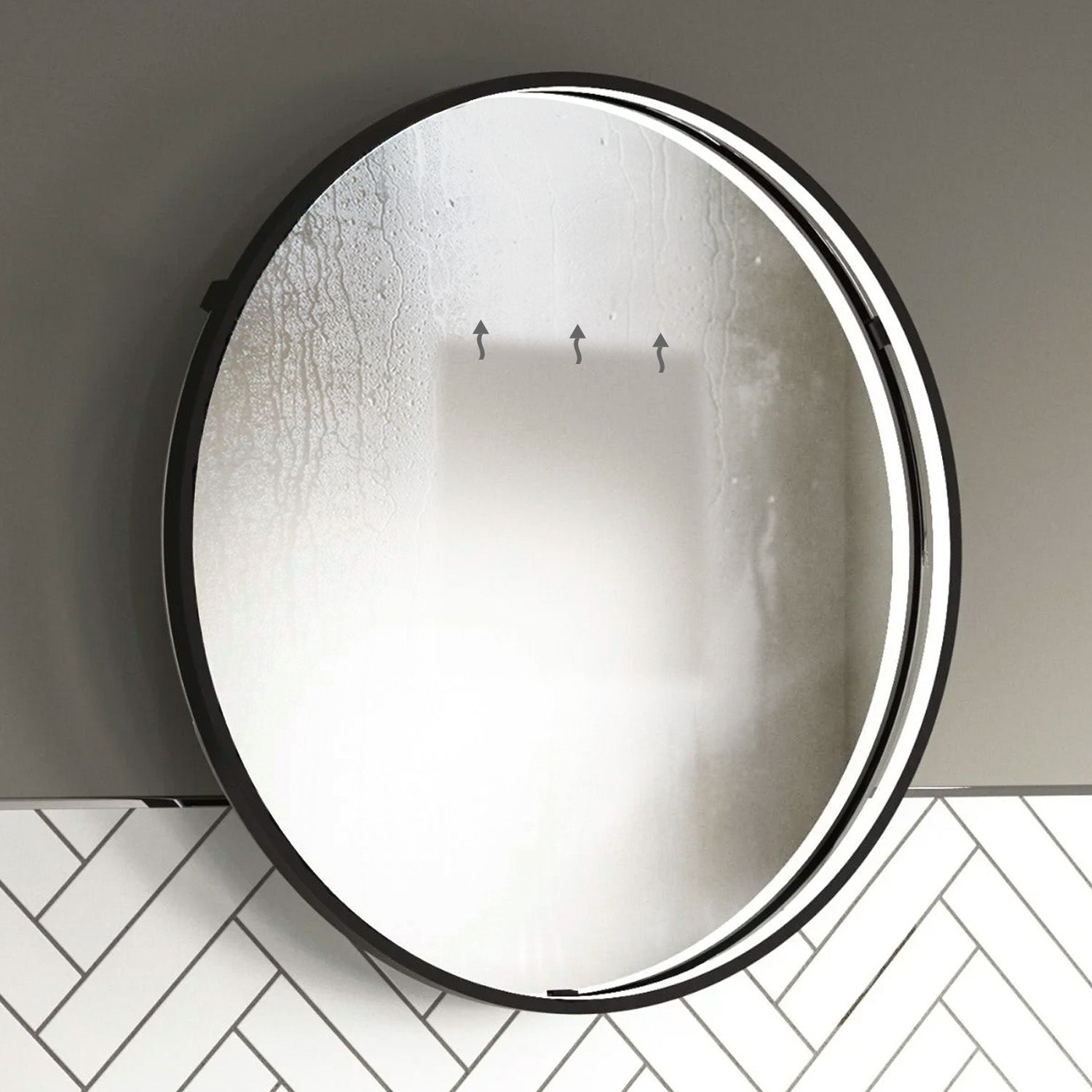 Luna Round LED Bathroom Mirror #colour_black