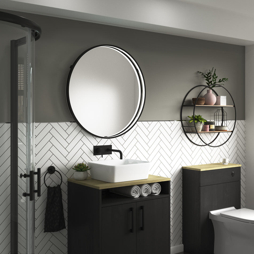 Luna Round LED Bathroom Mirror - Pebble Grey
