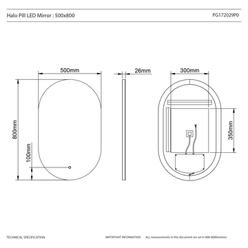 Halo Pill-Shaped LED Bathroom Mirror