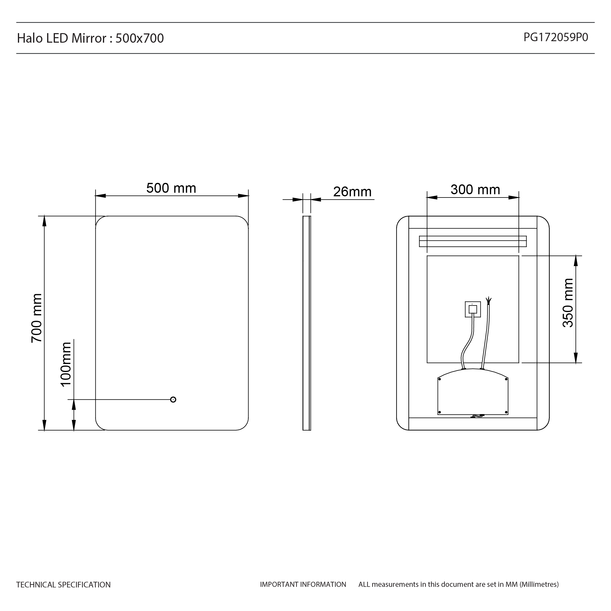 Halo Portrait LED Bathroom Mirror #size_500mm-x-700mm