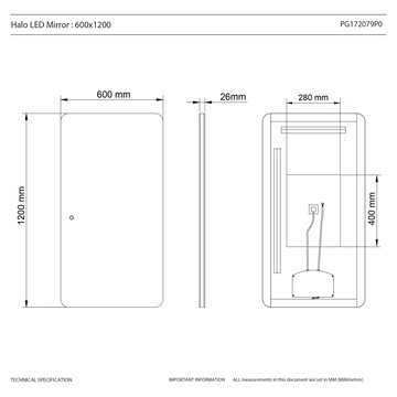 Halo Portrait LED Bathroom Mirror #size_1200mm-x-600mm