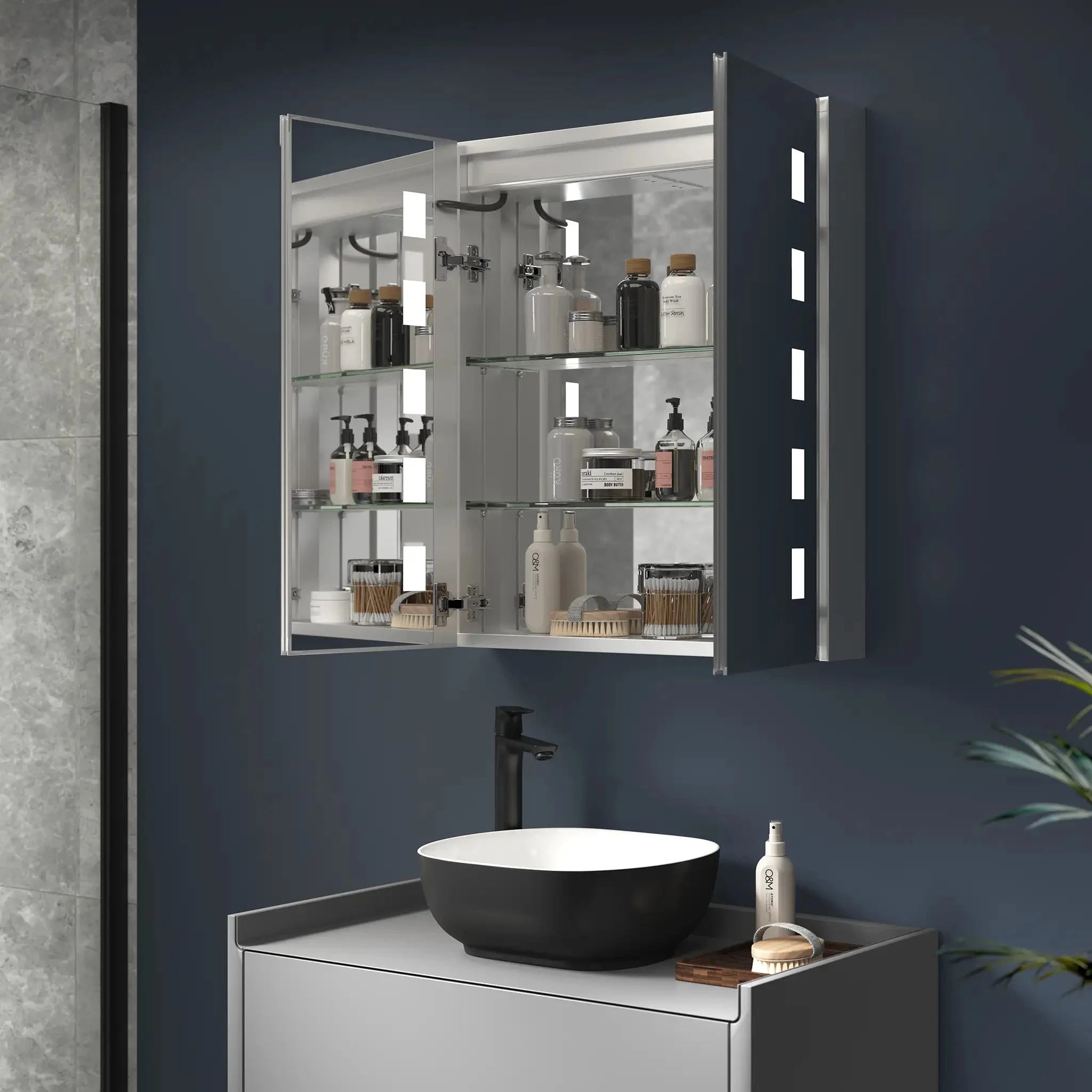 Hayden LED Bathroom Mirror Cabinet Demister Shaver Socket