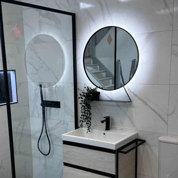 Black sales illuminated mirror