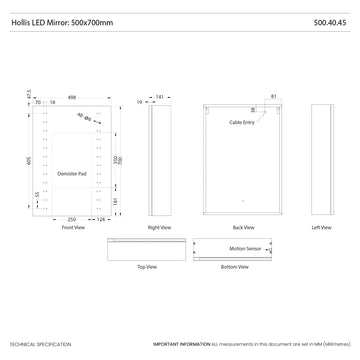 Hollis LED Bathroom Mirror Cabinet #size_500mm-x-700mm
