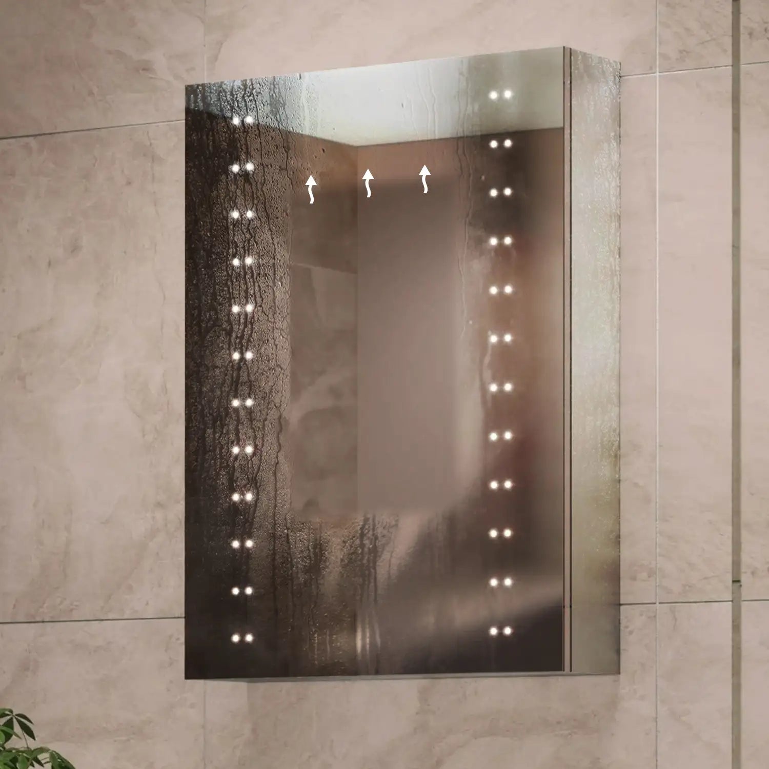 Hollis 500x700mm LED Illuminated Bathroom Mirror Cabinet #door-hinge-side_left-hinged