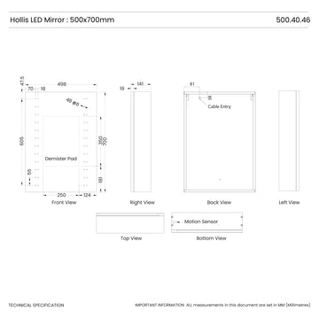 Hollis LED Bathroom Mirror Cabinet #size_500mm-x-700mm