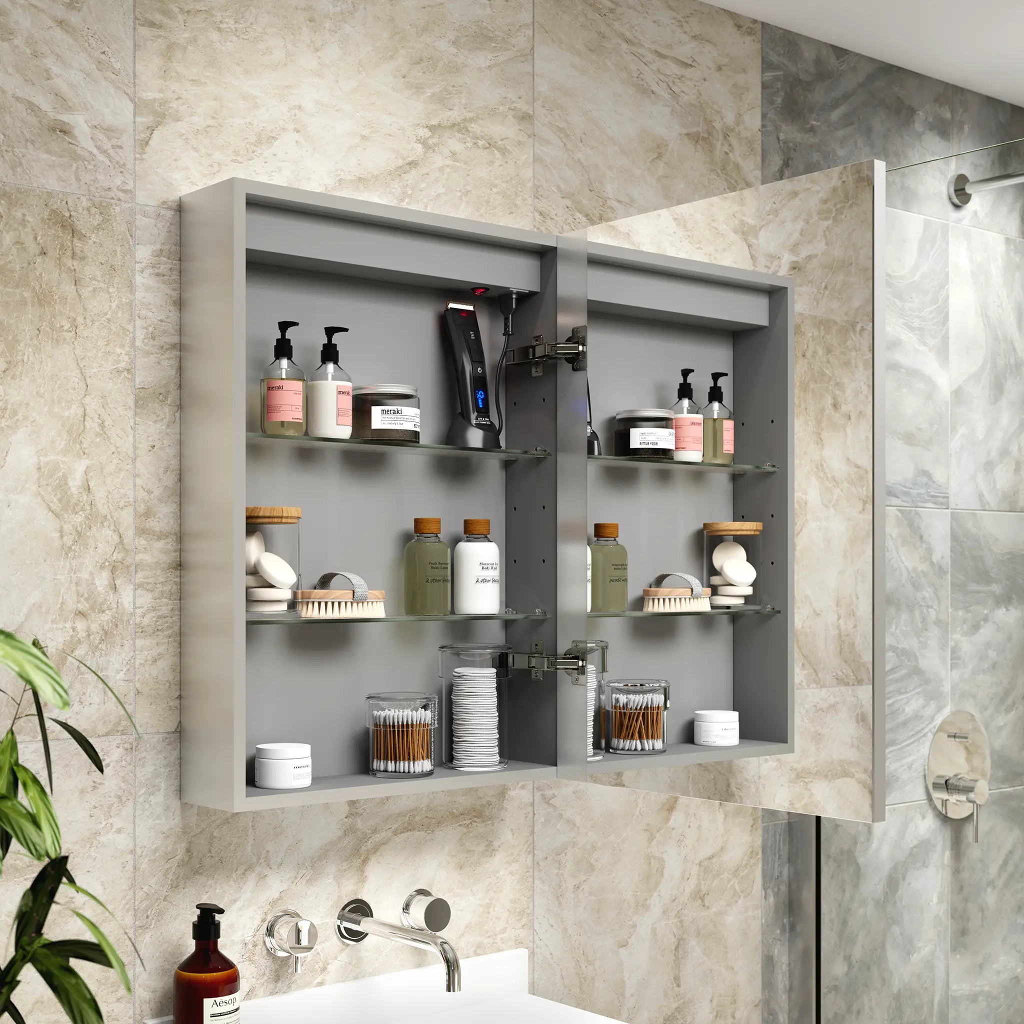 Hollis 500x700mm LED Illuminated Bathroom Mirror Cabinet #door-hinge-side_right-hinged