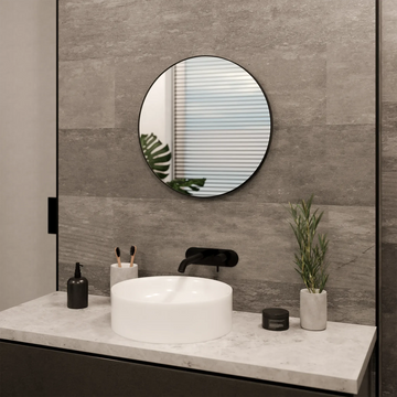 Jett Round Slim Frame Mirror #colour_black