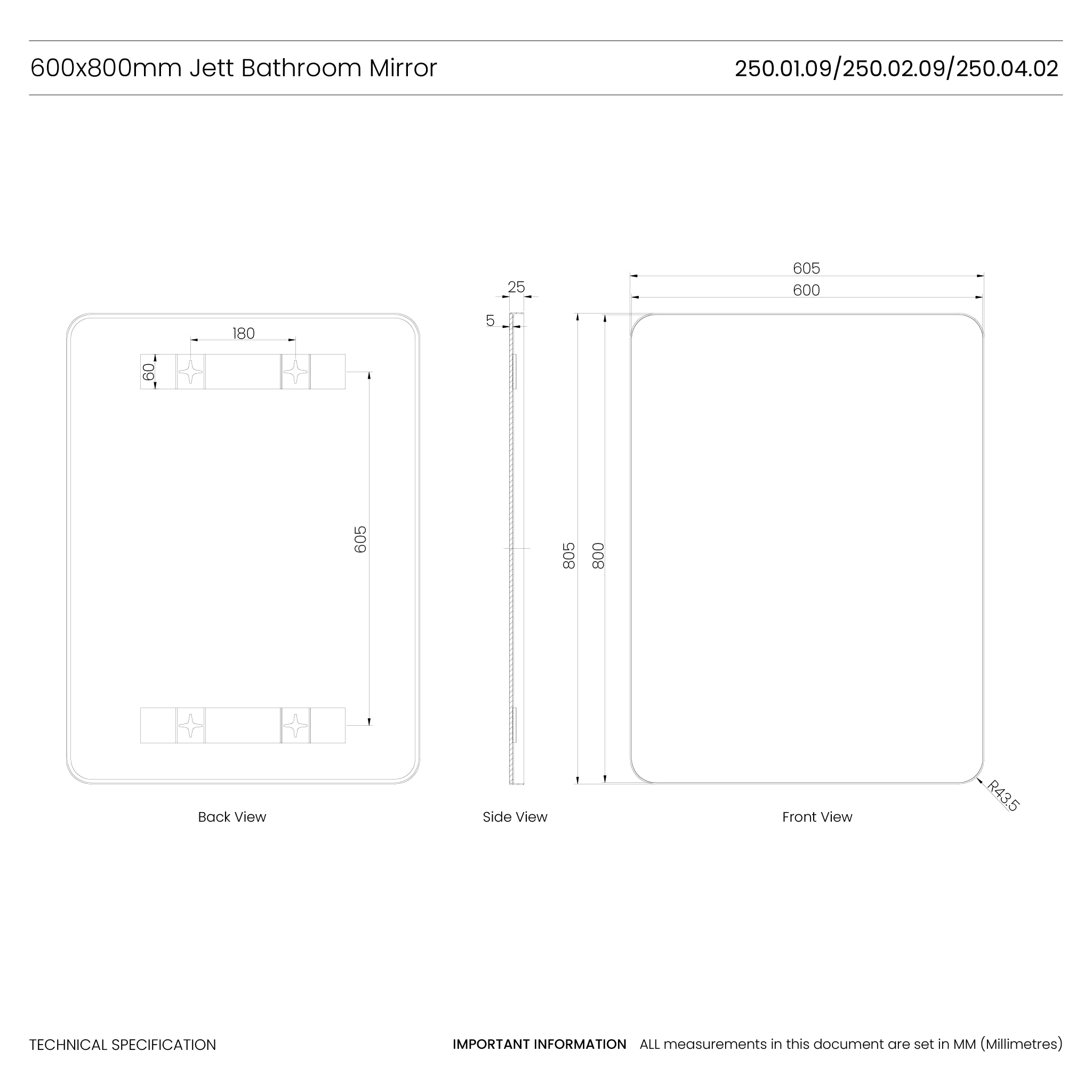 Jett Slim Frame Mirror #colour_black