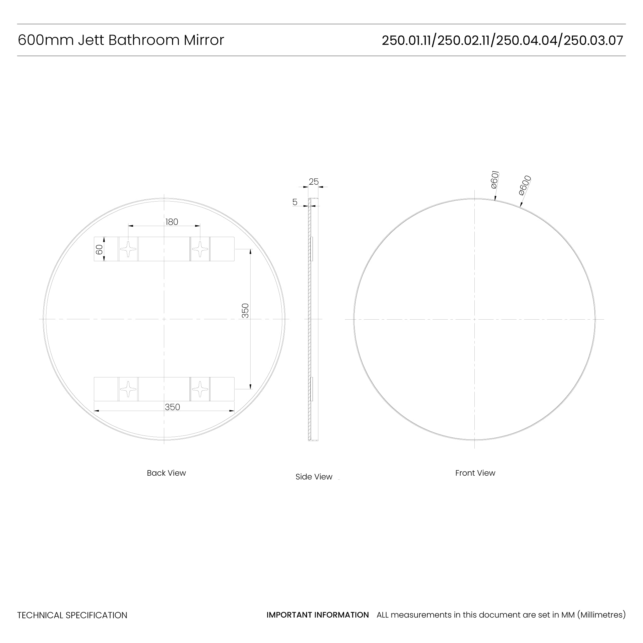 Jett Round Slim Frame Mirror #colour_white