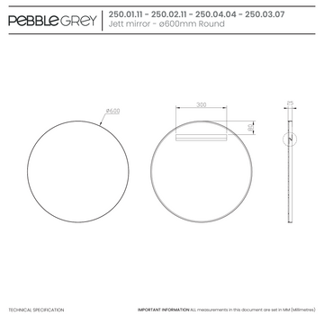 Jett Round Slim Frame Mirror