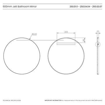 Jett Round Slim Frame Mirror #colour_black