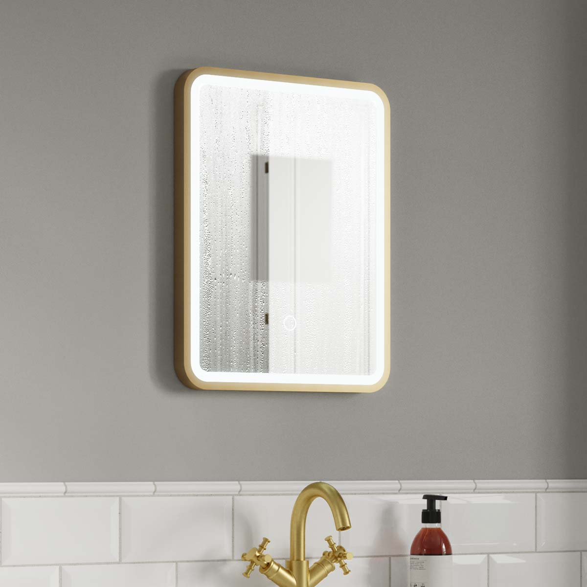 Kali Portrait LED Illuminated Mirror #colour_brass