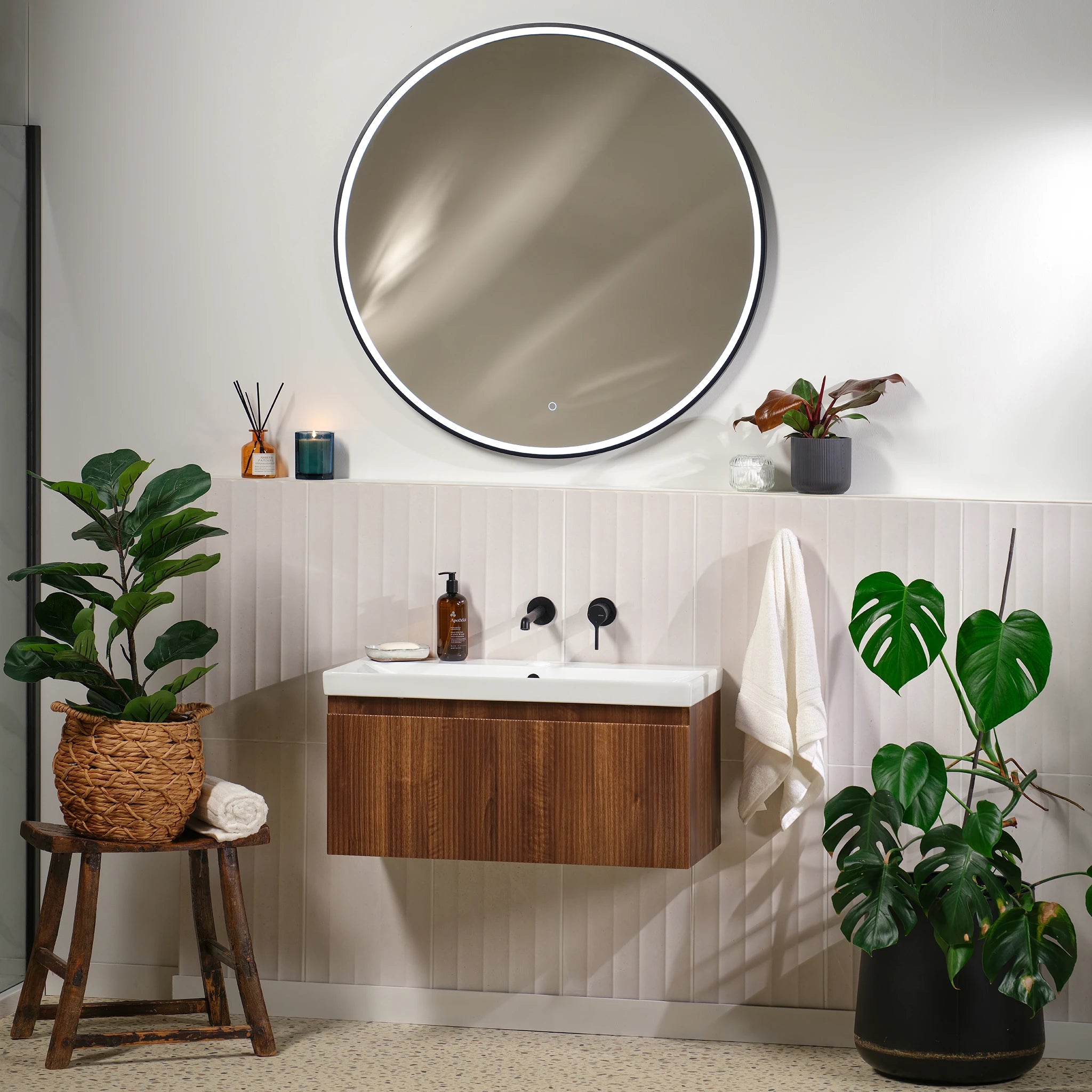 Kali Round LED Illuminated Mirror #colour_black