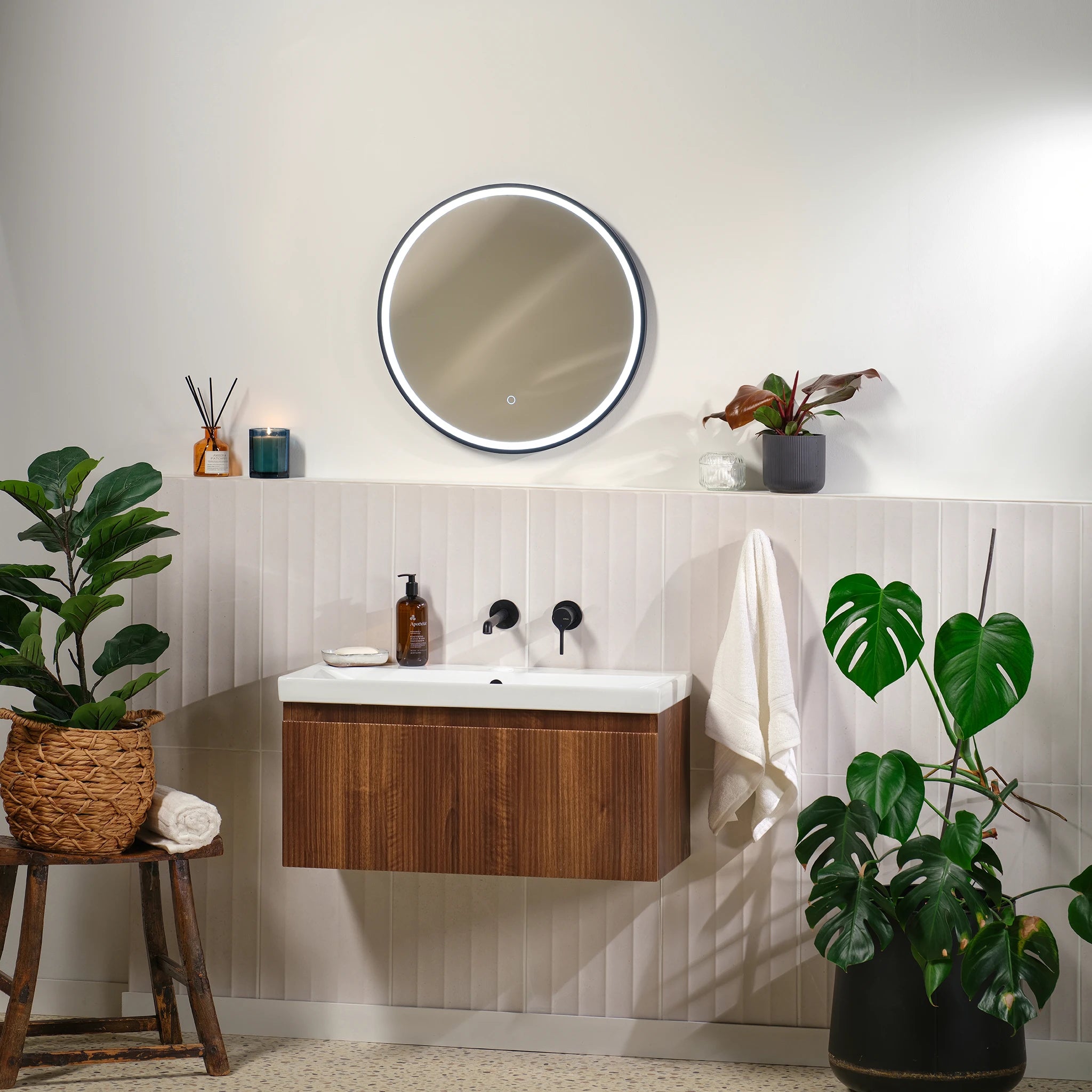 Kali Round LED Illuminated Mirror #colour_black