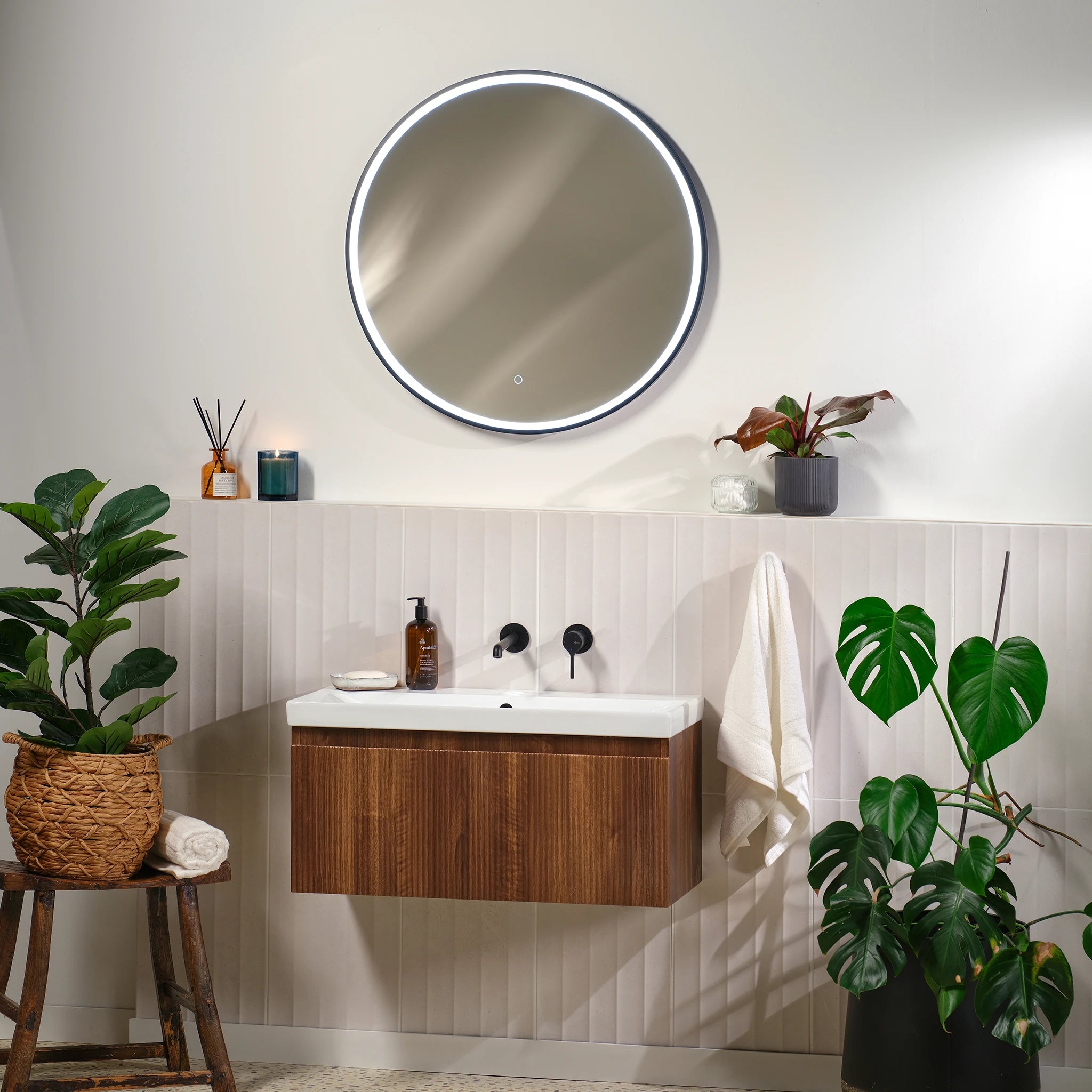 Kali Round LED Illuminated Mirror #colour_black