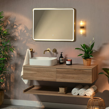 Kali Rectangle LED Illuminated Mirror #colour_brass