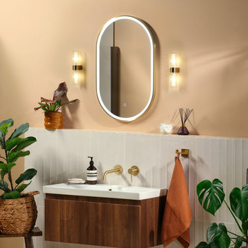 Kali Pill-Shaped LED Illuminated Mirror #colour_brass