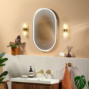 Kali Pill-Shaped LED Illuminated Mirror #colour_brass