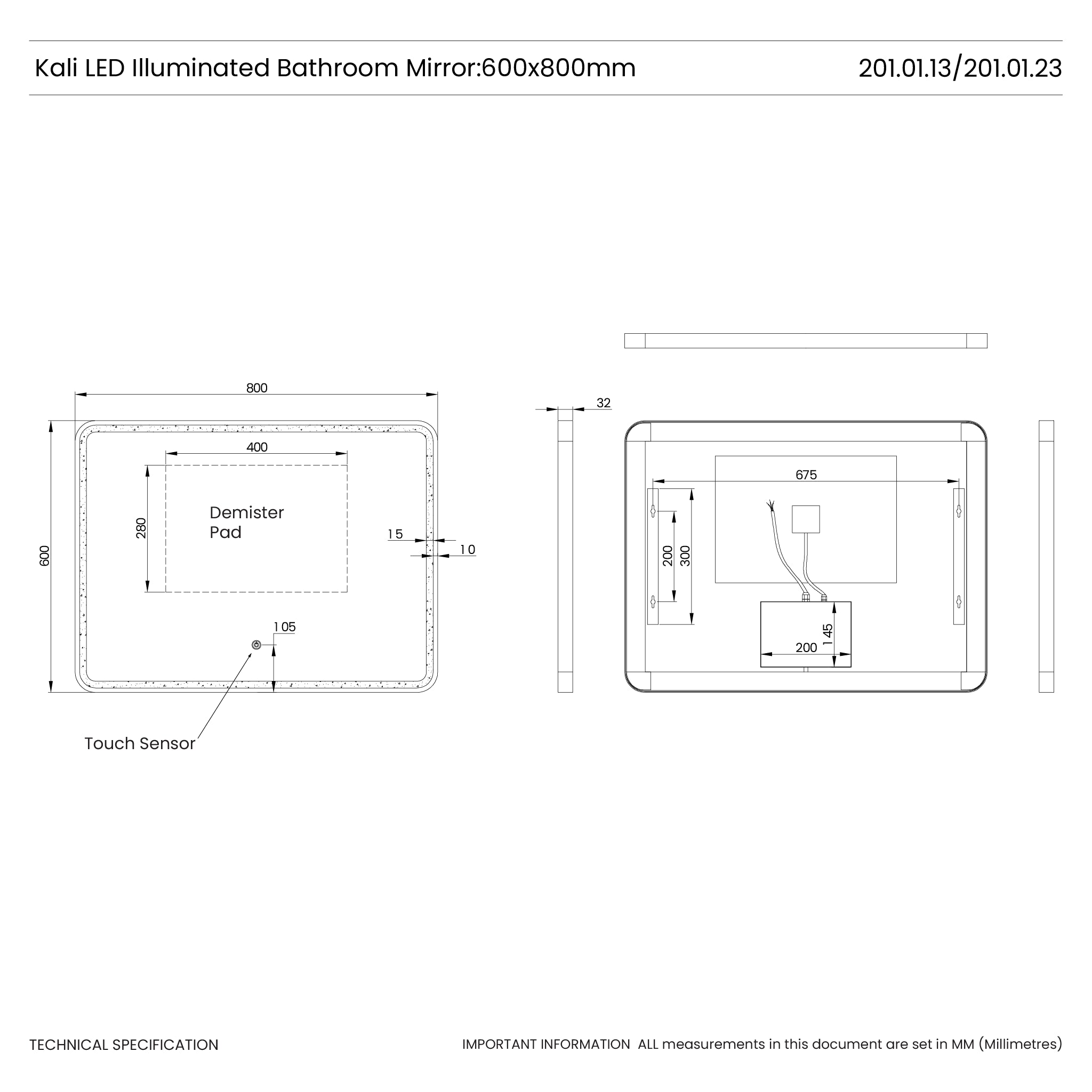 Kali Landscape LED Illuminated Mirror #colour_black