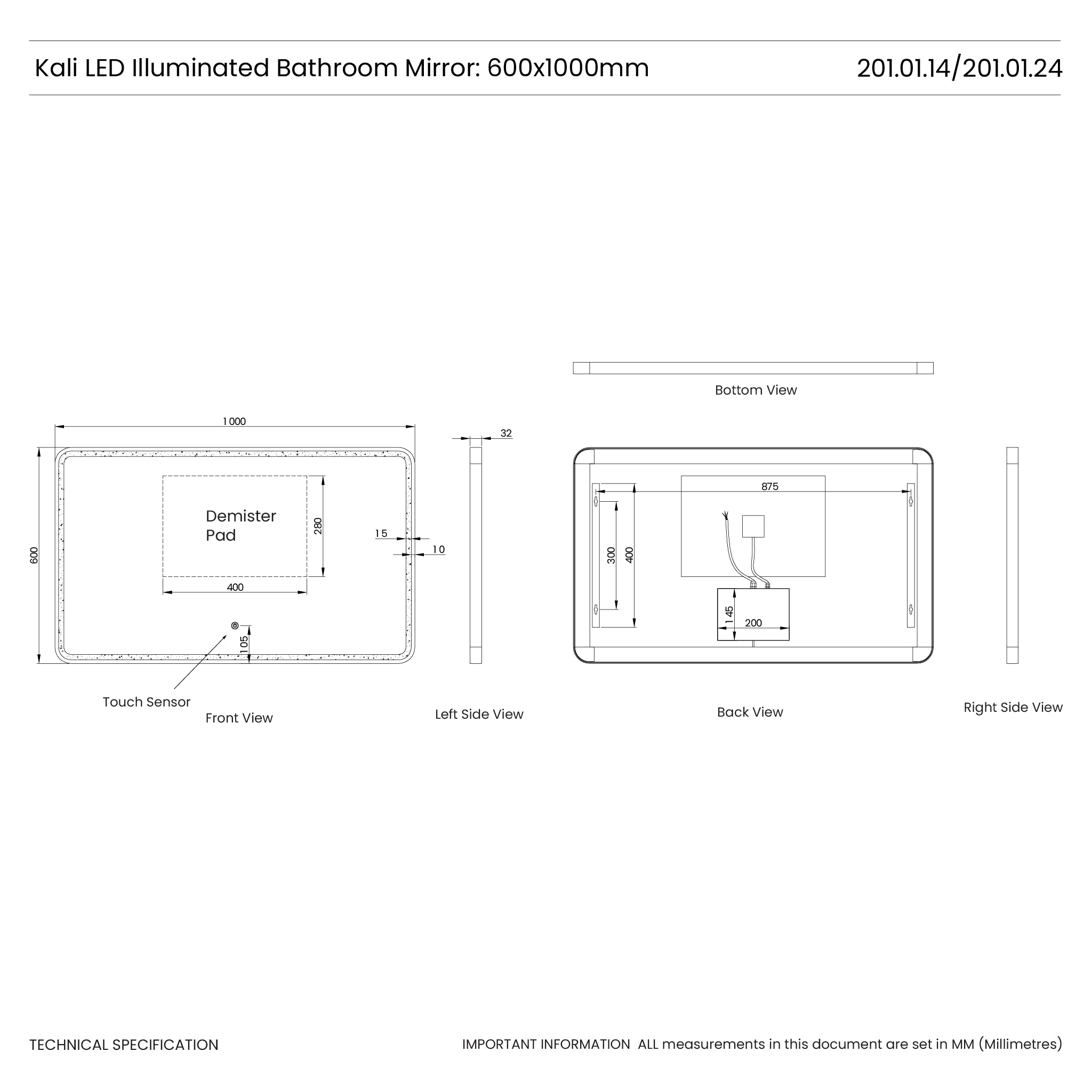 Kali Landscape LED Illuminated Mirror #colour_black