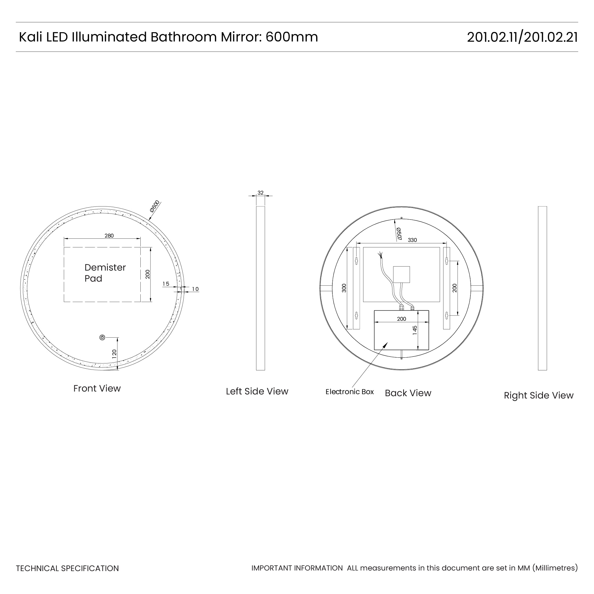 Kali Round LED Illuminated Mirror #colour_black