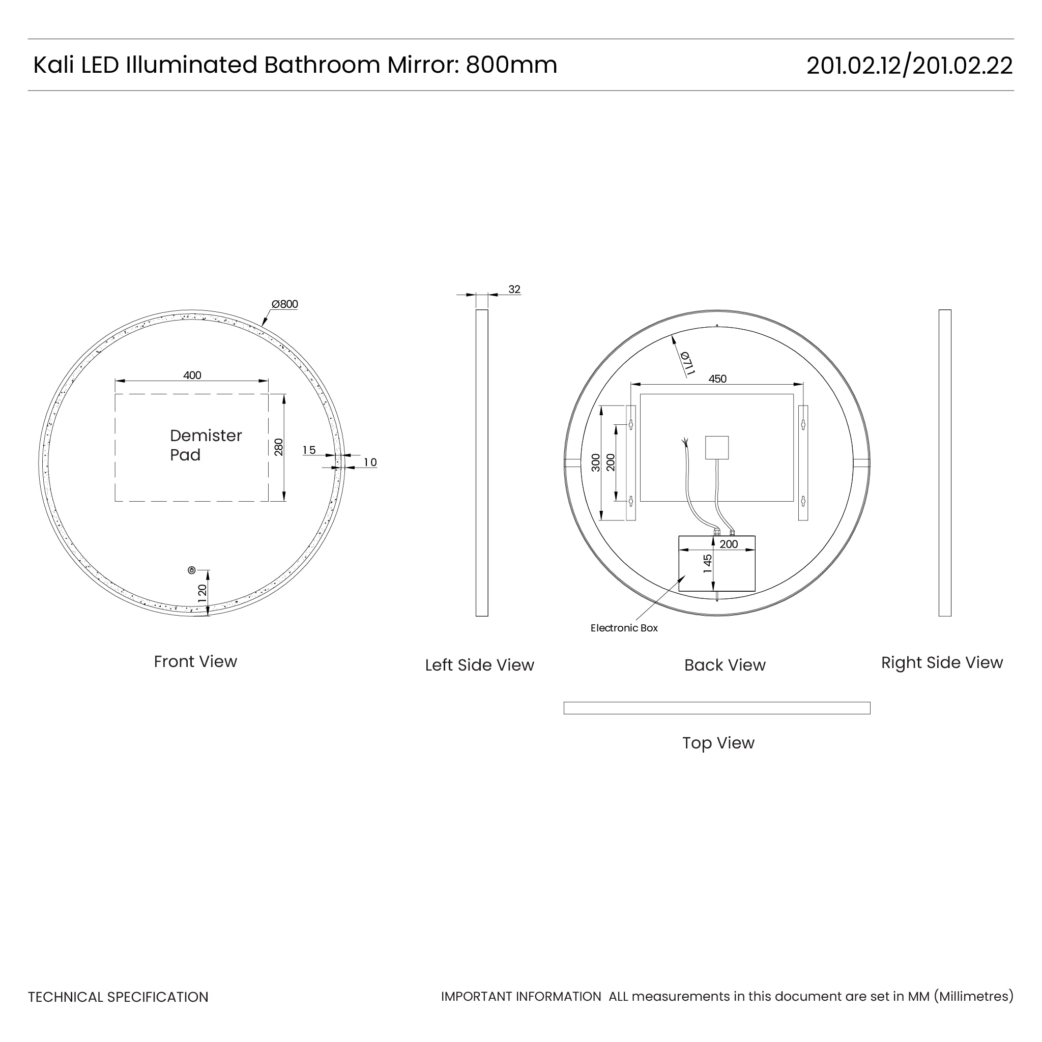 Kali Round LED Illuminated Mirror #colour_black