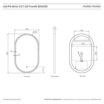 Kali Pill-Shaped LED Illuminated Mirror #colour_black