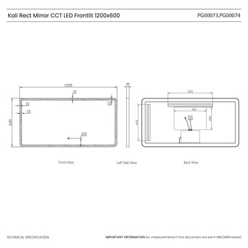 Kali Rectangle LED Illuminated Mirror #colour_black